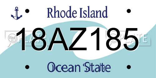 18AZ185 Rhode Island License Plate