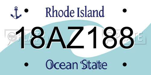 18AZ188 Rhode Island License Plate