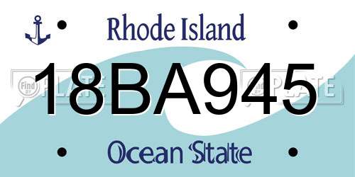18BA945 Rhode Island License Plate