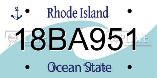 18BA951 Rhode Island License Plate