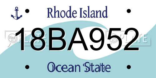 18BA952 Rhode Island License Plate