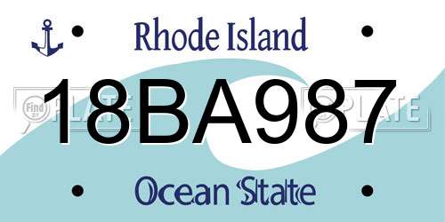 18BA987 Rhode Island License Plate