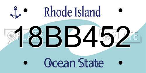 18BB452 Rhode Island License Plate