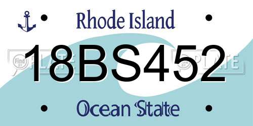 18BS452 Rhode Island License Plate