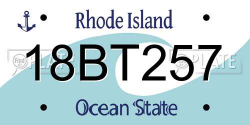 18BT257 Rhode Island License Plate