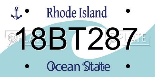 18BT287 Rhode Island License Plate