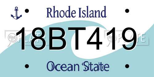 18BT419 Rhode Island License Plate