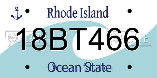 18BT466 Rhode Island License Plate