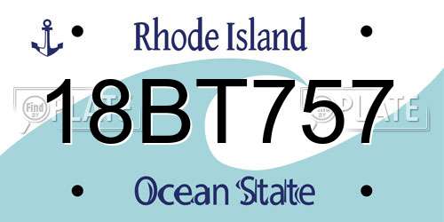 18BT757 Rhode Island License Plate