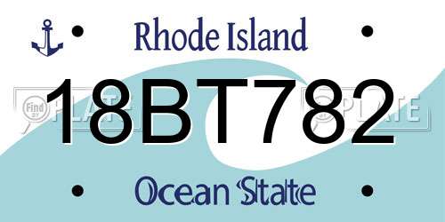 18BT782 Rhode Island License Plate