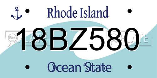 18BZ580 Rhode Island License Plate