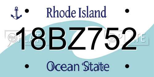 18BZ752 Rhode Island License Plate