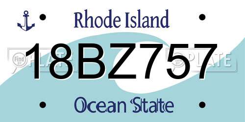 18BZ757 Rhode Island License Plate