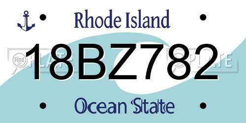 18BZ782 Rhode Island License Plate