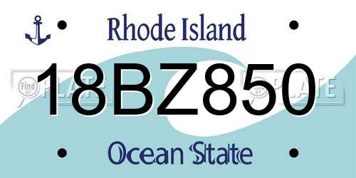 18BZ850 Rhode Island License Plate