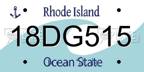 18DG515 Rhode Island License Plate