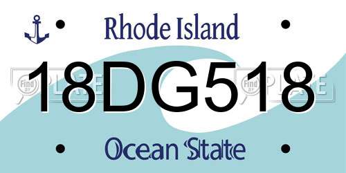 18DG518 Rhode Island License Plate