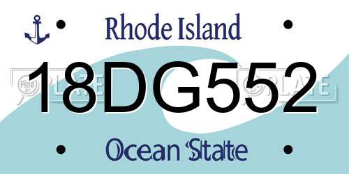 18DG552 Rhode Island License Plate