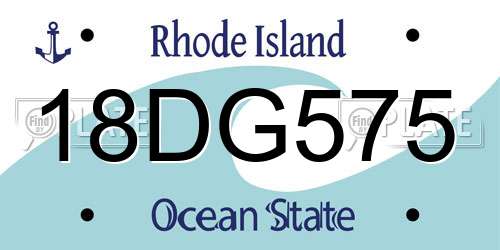 18DG575 Rhode Island License Plate