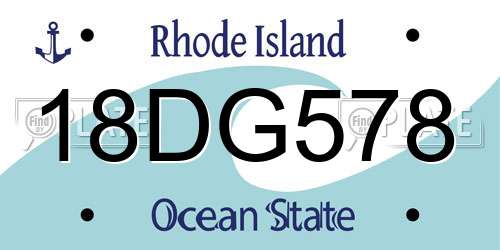 18DG578 Rhode Island License Plate