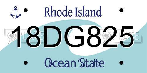 18DG825 Rhode Island License Plate