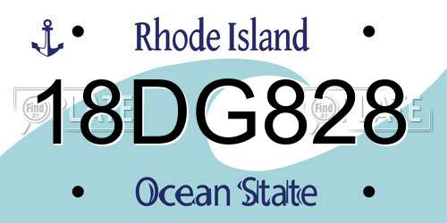 18DG828 Rhode Island License Plate