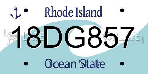 18DG857 Rhode Island License Plate