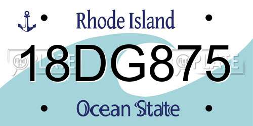 18DG875 Rhode Island License Plate