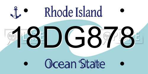 18DG878 Rhode Island License Plate