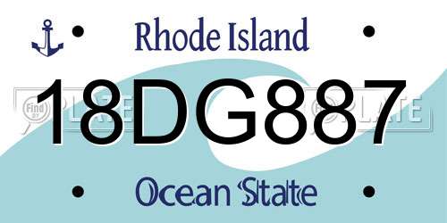 18DG887 Rhode Island License Plate