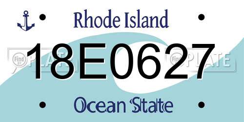 18E0627 Rhode Island License Plate