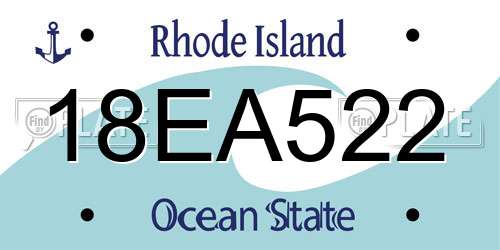 18EA522 Rhode Island License Plate