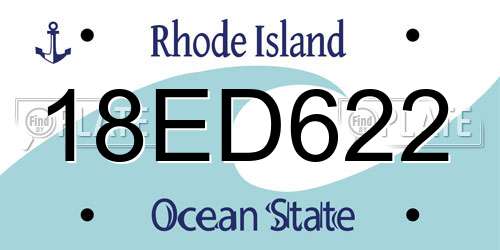 18ED622 Rhode Island License Plate