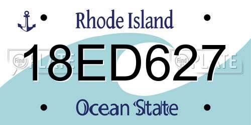18ED627 Rhode Island License Plate