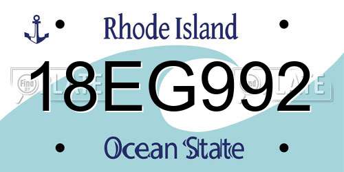 18EG992 Rhode Island License Plate