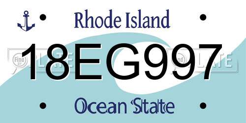 18EG997 Rhode Island License Plate
