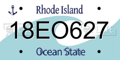 18EO627 Rhode Island License Plate