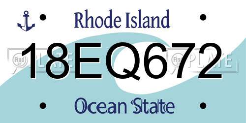18EQ672 Rhode Island License Plate