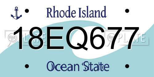 18EQ677 Rhode Island License Plate