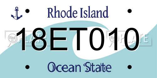 18ET010 Rhode Island License Plate