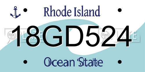 18GD524 Rhode Island License Plate