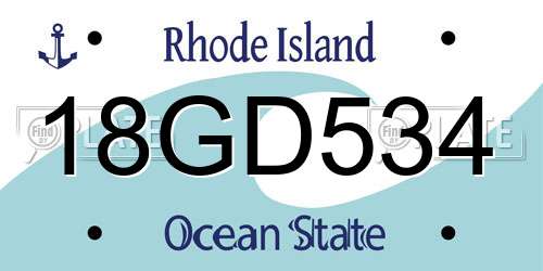 18GD534 Rhode Island License Plate