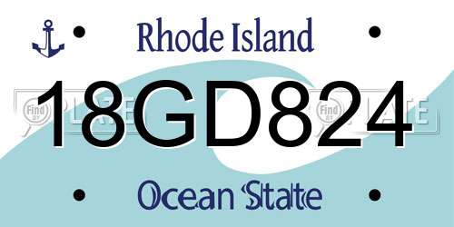 18GD824 Rhode Island License Plate