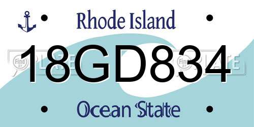 18GD834 Rhode Island License Plate