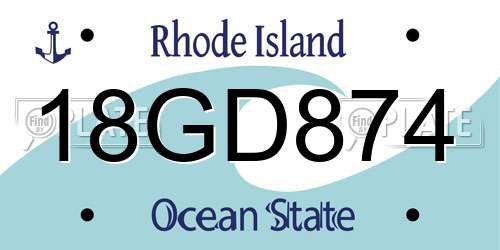18GD874 Rhode Island License Plate
