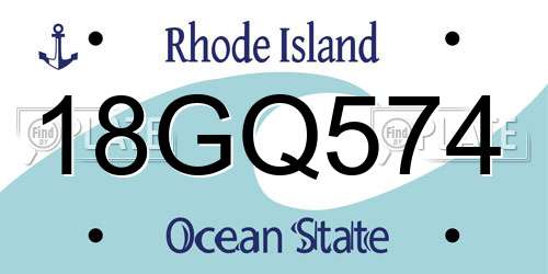 18GQ574 Rhode Island License Plate
