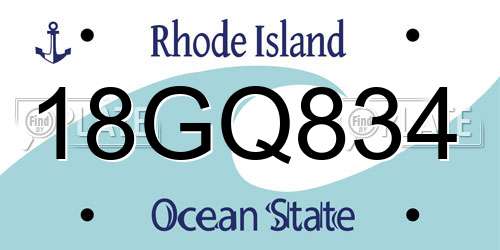 18GQ834 Rhode Island License Plate