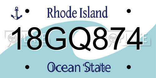 18GQ874 Rhode Island License Plate
