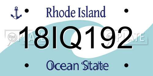 18IQ192 Rhode Island License Plate