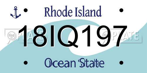 18IQ197 Rhode Island License Plate